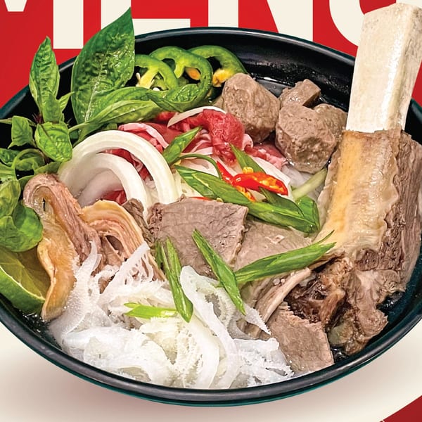 Joe's Pho special beef noodle soup with bone marrow, tripe, and various cuts of beef.