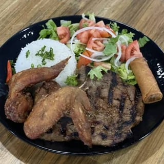 C5 Grilled Pork Chop, Fried Chicken Wings, Eggroll