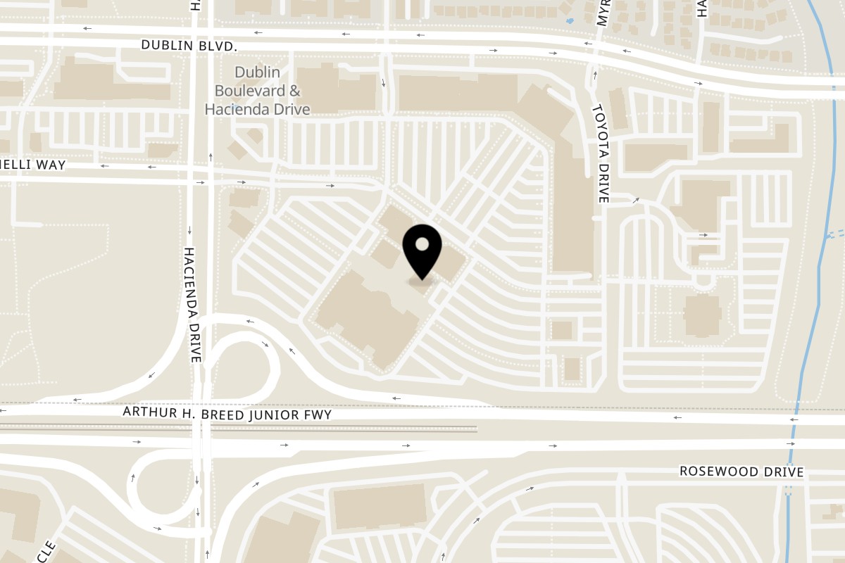 Map showing the location of Joe's Pho Dublin on 4910 Dublin Blvd in Dublin